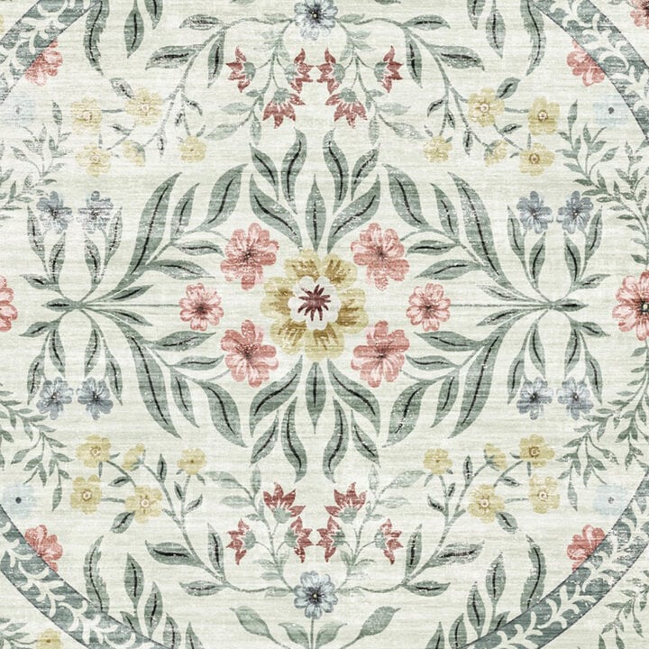 Vintage Gartenteppich Rund - Luana Grün - 2