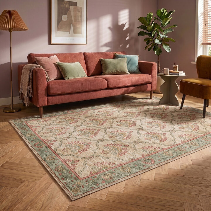 Teppich Vintage - Sage Grid Grün