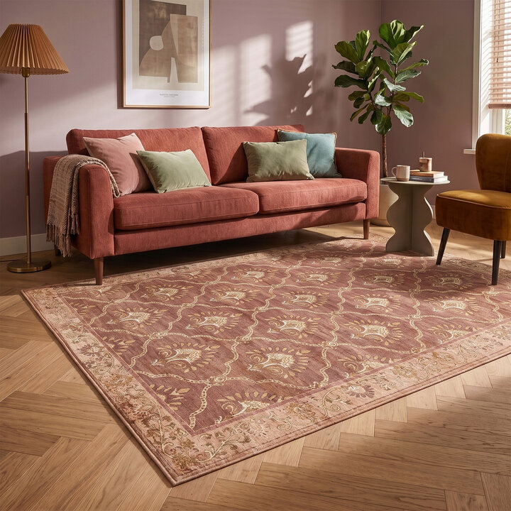 Teppich Vintage - Sage Grid Terracotta