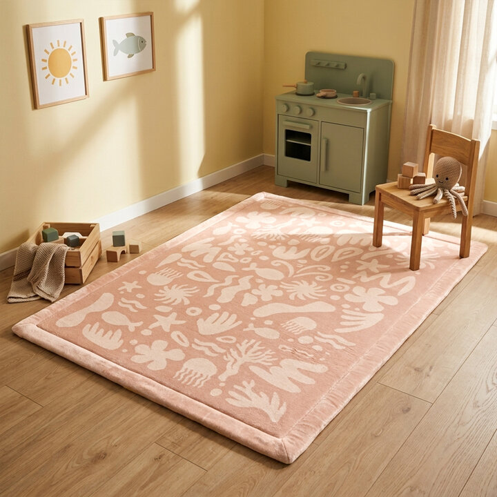 Waschbare Spielmatte Baby - Flo Rosa