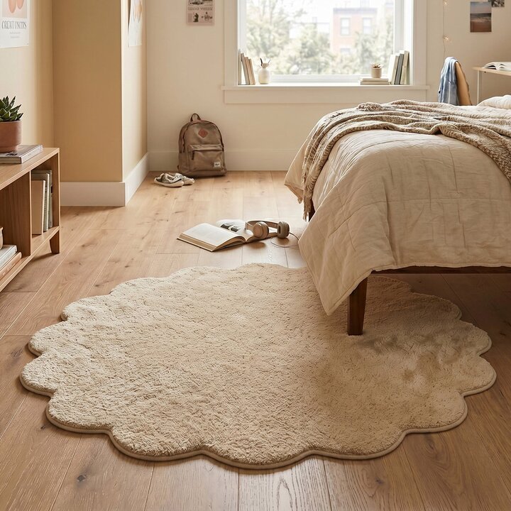 Waschbarer Teppich Rund - Puck Beige