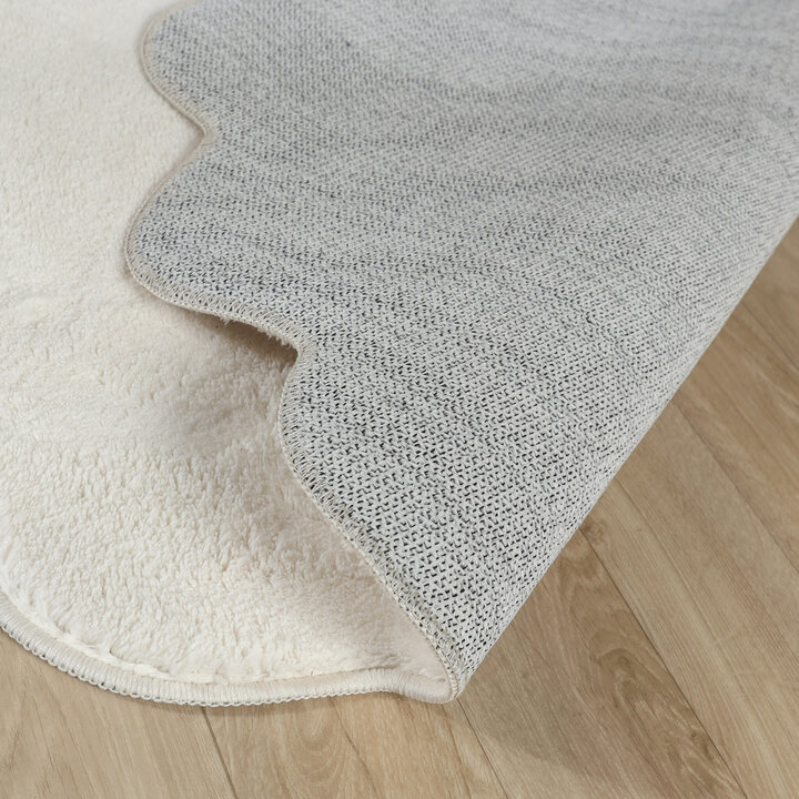 Waschbarer Teppich Rund - Puck Weiß - 5