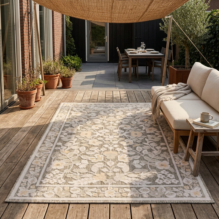 In - & Outdoorteppich - Bloom Oriental Taupe