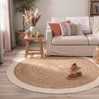 Jute Teppich Rund - Fair Natur Weiß