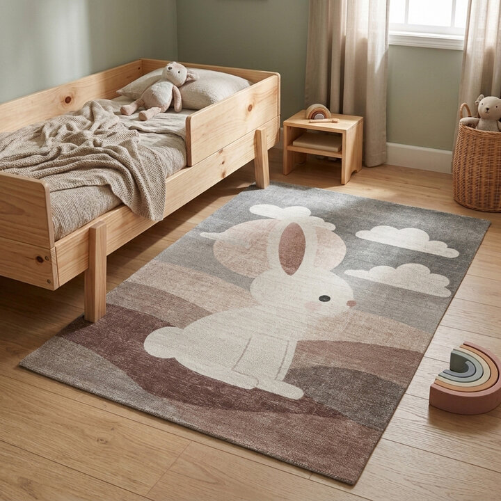 Kinderzimmer Teppich - Balou Kanichen Weiß