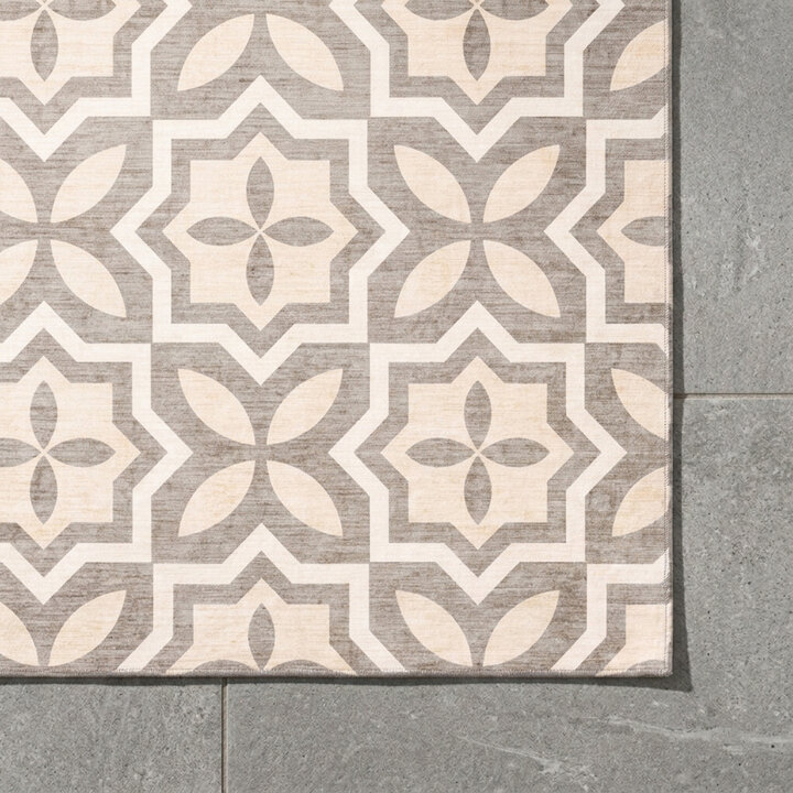 Geometrischer Outdoor Teppich - Mosaic Medina Creme - 3