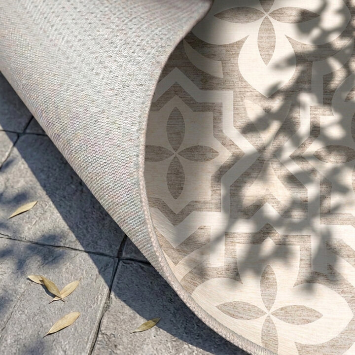 Geometrischer Outdoor Teppich - Mosaic Medina Creme - 4