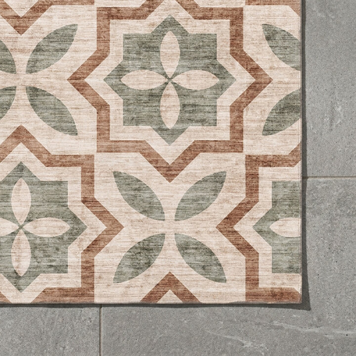 Geometrischer Outdoor Teppich - Mosaic Medina Grün - 3