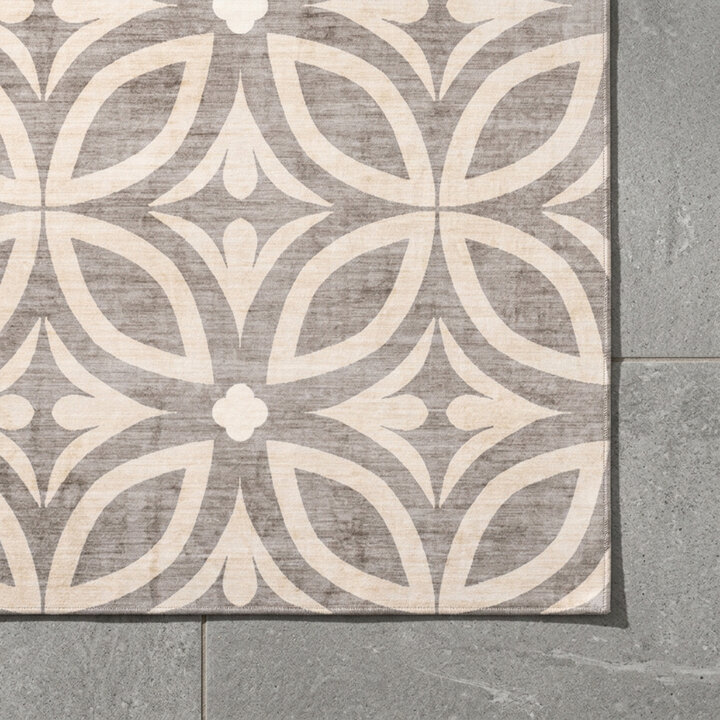 Geometrischer Outdoor Teppich - Mosaic Petal Creme - 3