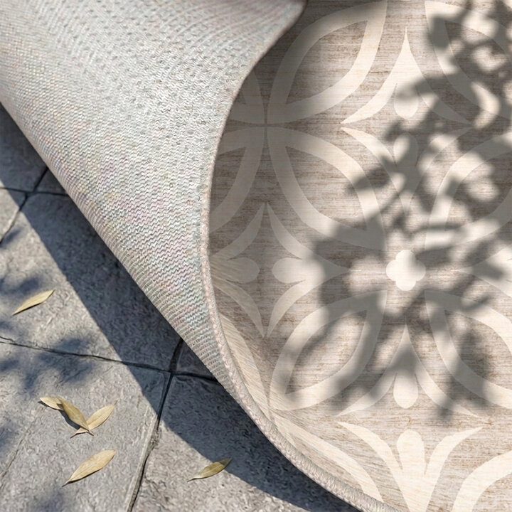 Geometrischer Outdoor Teppich - Mosaic Petal Creme - 4