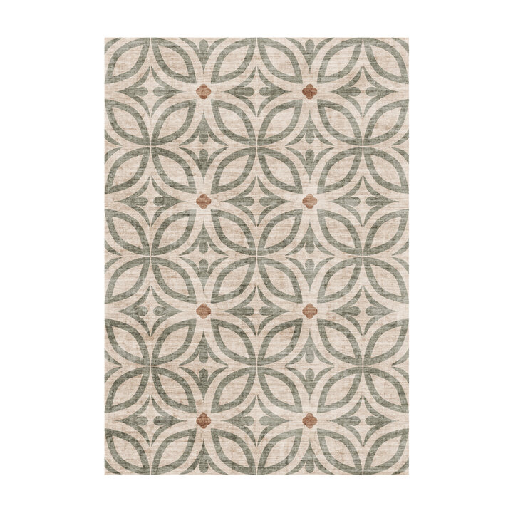 Geometrischer Outdoor Teppich - Mosaic Petal Grün - 1
