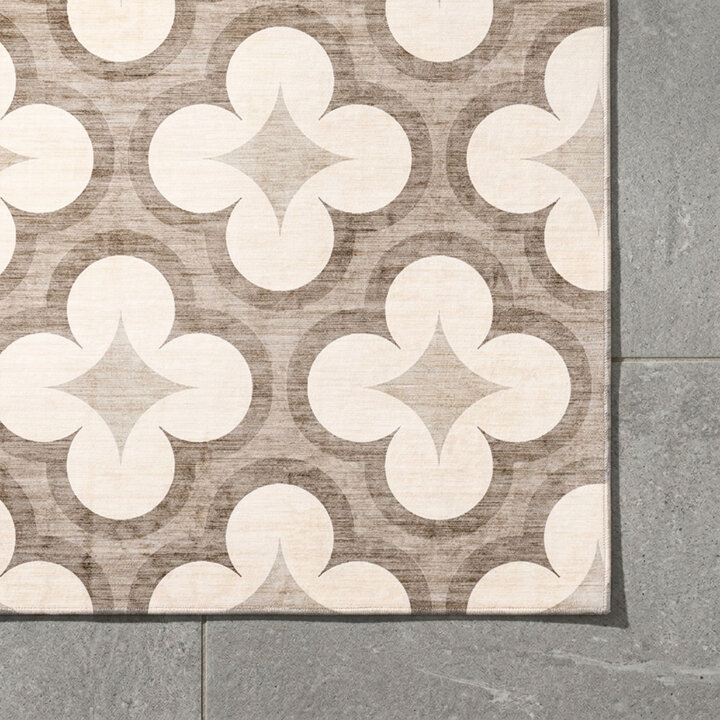 Geometrischer Outdoor Teppich - Mosaic Clover Creme - 3