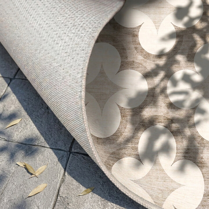 Geometrischer Outdoor Teppich - Mosaic Clover Creme - 4