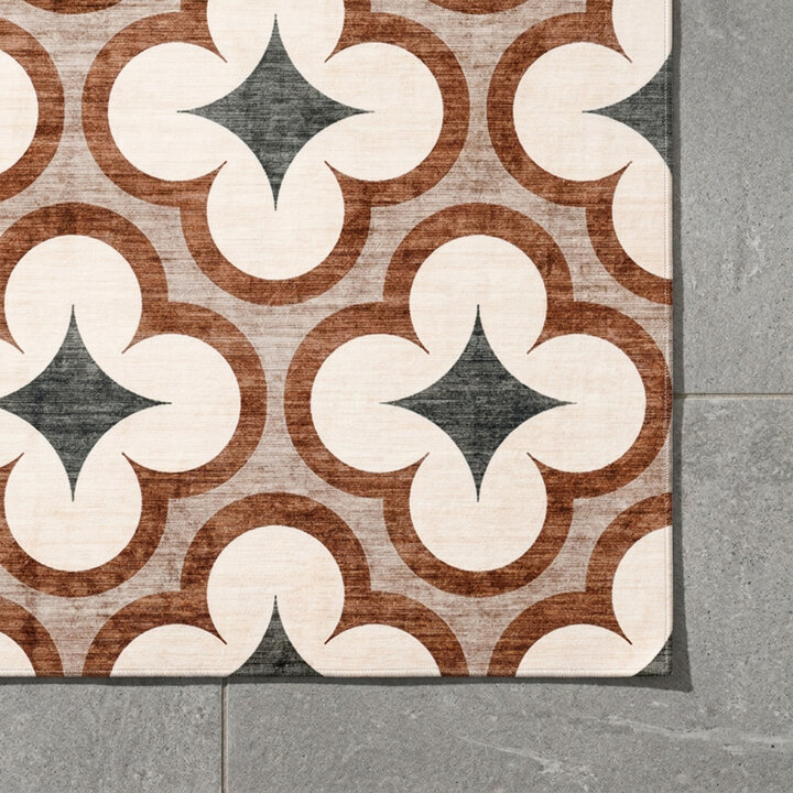 Geometrischer Outdoor Teppich - Mosaic Clover Grün - 3