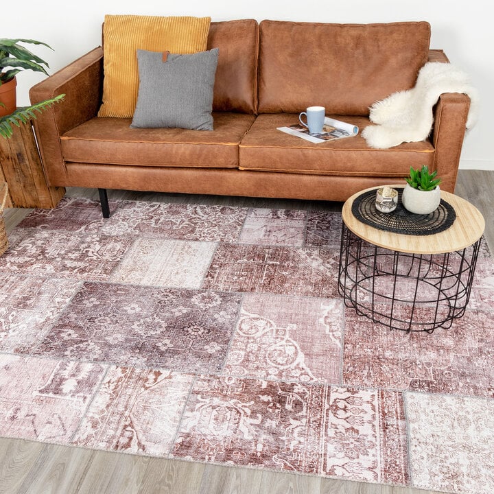 Patchwork Teppich - Lago Rot Rosa