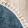 Teppich Hochflor Rund - Lofty Fringe Blau