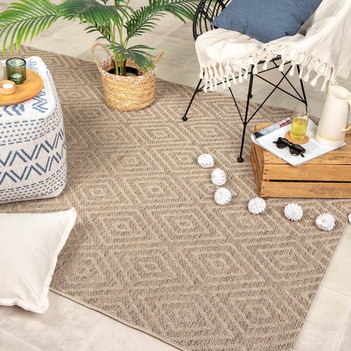 In- & Outdoor Jute Teppich - Fora Tile Natural