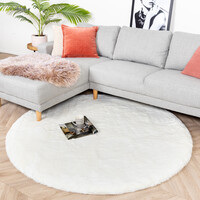 Hochflor Teppich Rund - Comfy Weiß 