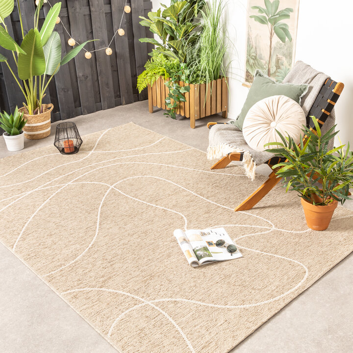 In- & Outdoor Teppich - Porto Lines Creme