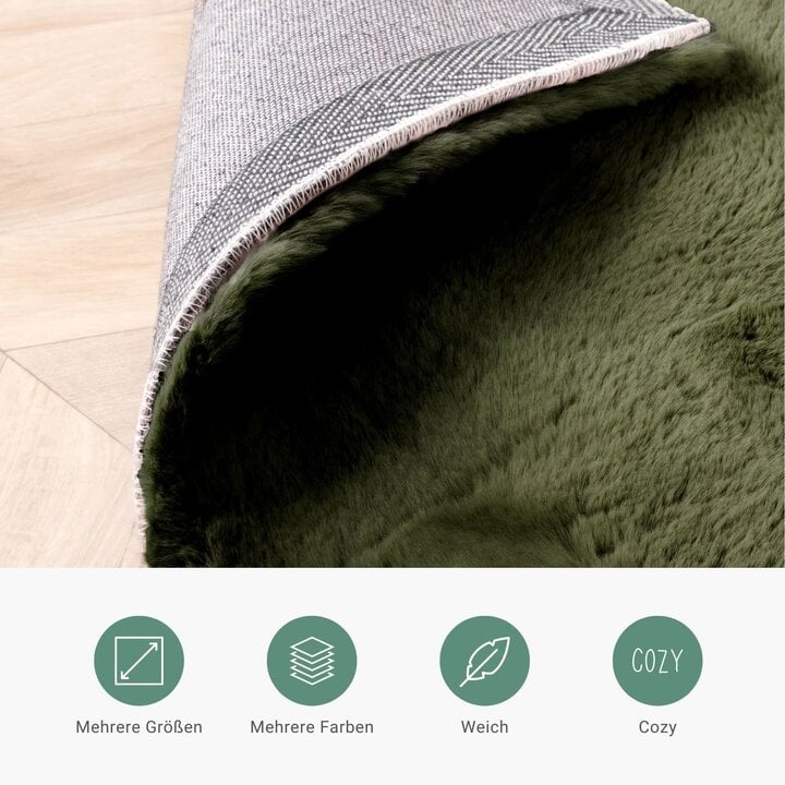 Hochflor Teppich Rund - Comfy Grün | Herrlich fluffy - Volero