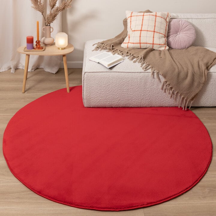 Waschbarer Teppich Rund - Vivid Rot