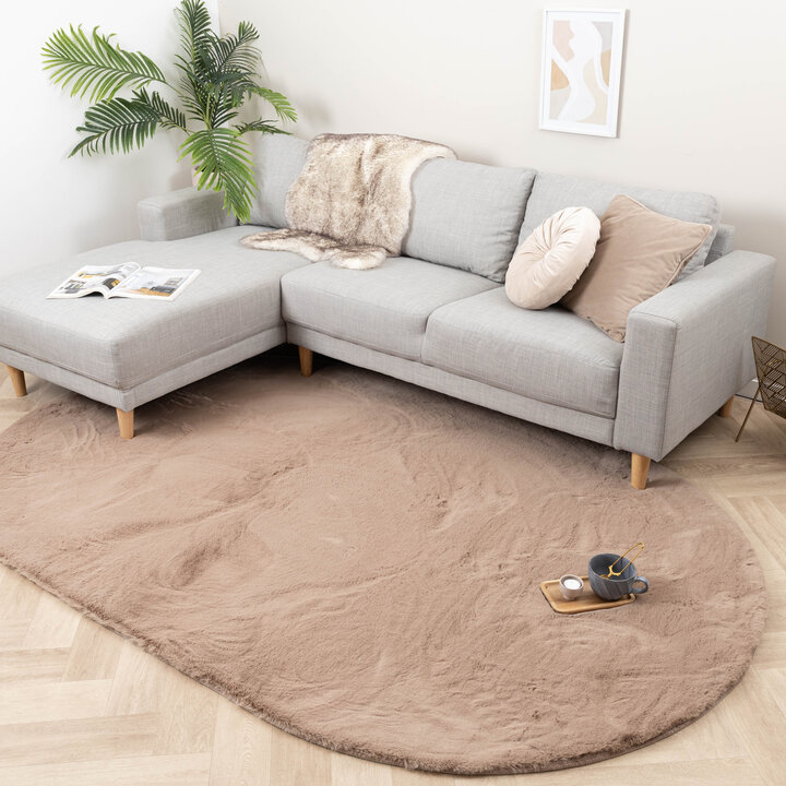 Hochflor Teppich Oval - Comfy Supreme Taupe