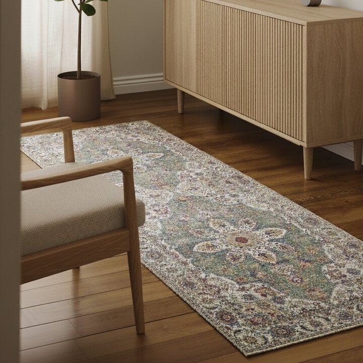 Waschbarer Läufer - Domingo Mandala Olivgrün